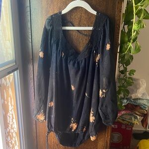 Floral Black Lace Blouse